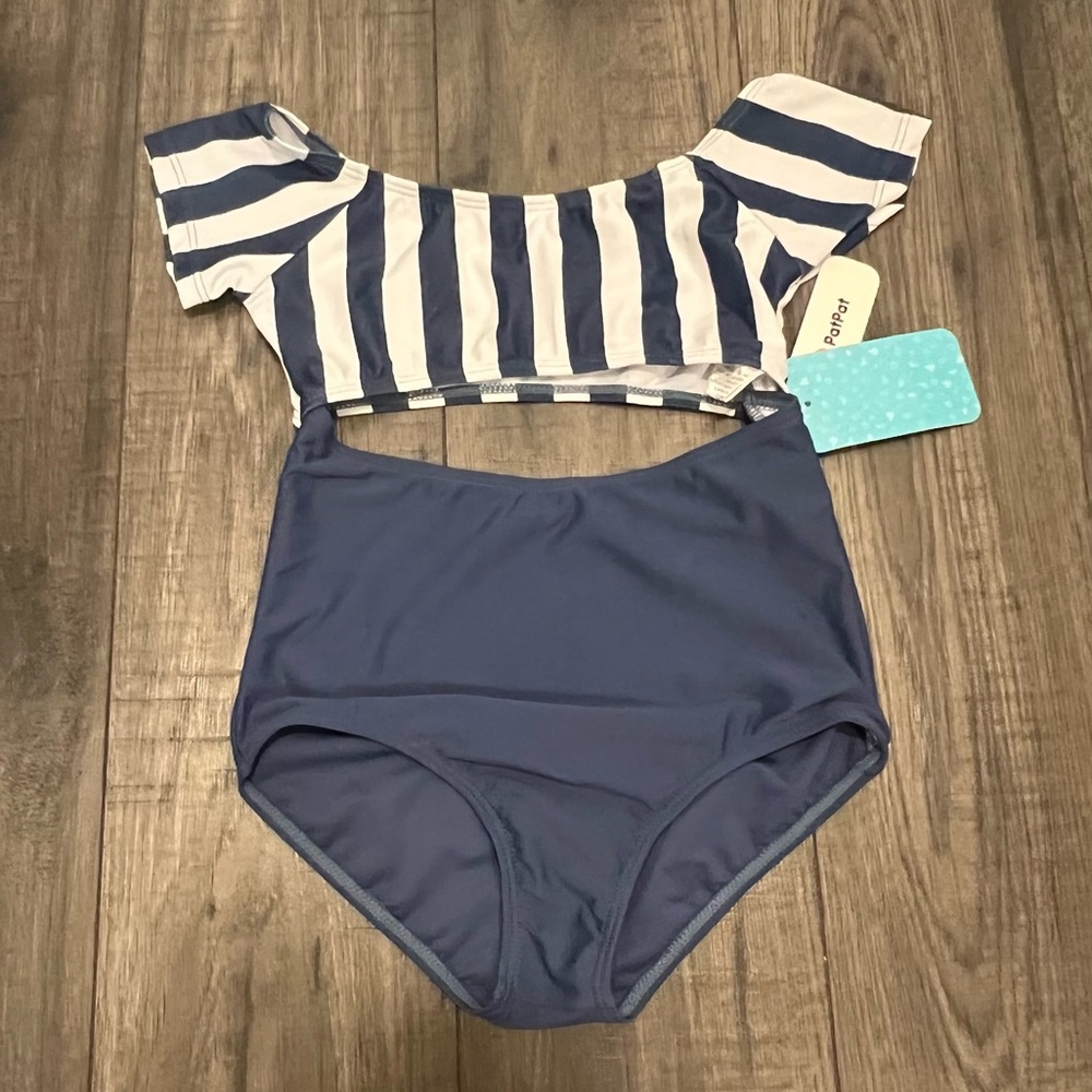 PatPat Striped Navy Swimsuit